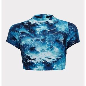 Torrid Blue Ocean Wireless Crop Rash Guard